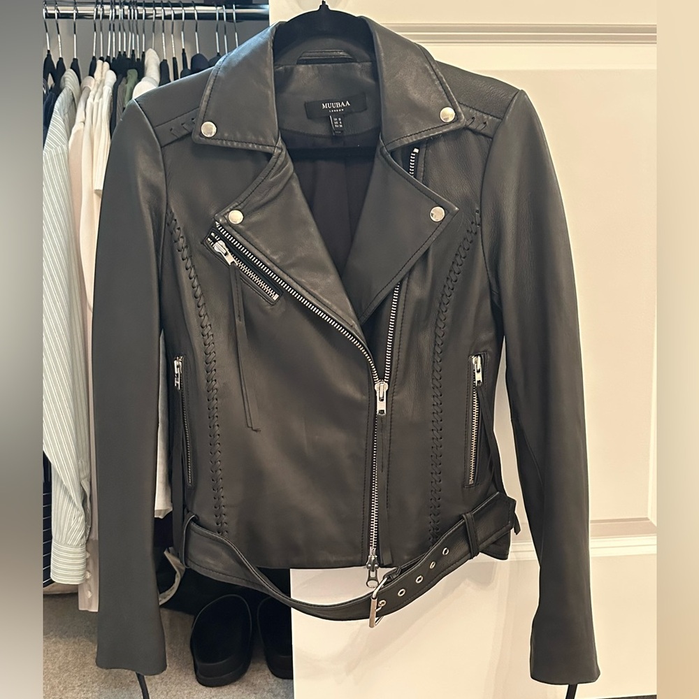 Muubaa black leather jacket, never worn!